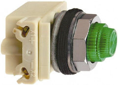 Square D - 120 V Green Lens LED Indicating Light - Round Lens, Screw Clamp Connector, 70mm OAL x 54mm Wide, Shock Resistant, Vibration Resistant - Americas Tooling