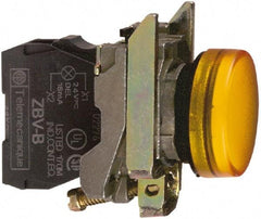 Square D - 24 VAC/VDC Orange Lens LED Indicating Light - Round Lens, Screw Clamp Connector, 46.5mm OAL x 30mm Wide, Shock Resistant, Vibration Resistant - Americas Tooling