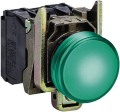 Square D - 24 VAC/VDC Green Lens LED Indicating Light - Round Lens, Screw Clamp Connector, 46.5mm OAL x 30mm Wide, Shock Resistant, Vibration Resistant - Americas Tooling