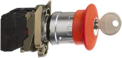 Square D - 0.87 Inch Mount Hole, Extended Mushroom Head, Pushbutton Switch Only - Round, Red Pushbutton, Nonilluminated, Maintained (MA), Momentary (MO), Shock and Vibration Resistant - Americas Tooling