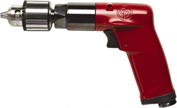 Chicago Pneumatic - 3/8" Keyed Chuck - Pistol Grip Handle, 500 RPM, 2.25 LPS, 4.75 CFM, 0.5 hp, 90 psi - Americas Tooling