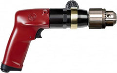 Chicago Pneumatic - 1/2" Keyed Chuck - Pistol Grip Handle, 900 RPM, 4.5 LPS, 7.45 CFM, 1 hp, 90 psi - Americas Tooling