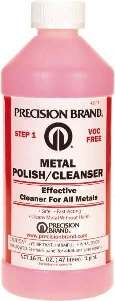 Precision Brand - 1 Pint Bottle Metal Polish and Cleanser - 1 Pint Metal Polish and Cleanser - Americas Tooling
