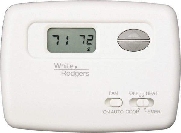 White-Rodgers - 45 to 90°F, 2 Heat, 1 Cool, Digital Nonprogrammable Heat Pump Thermostat - 20 to 30 Volts, Horizontal Mount, Hardwire Switch - Americas Tooling