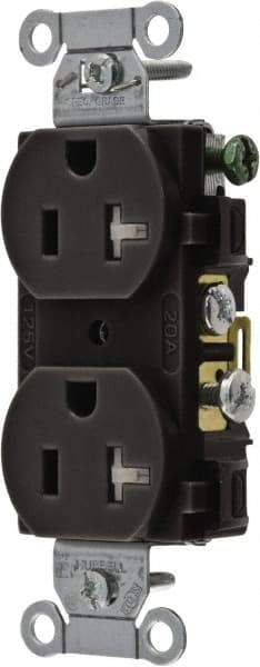 Hubbell Wiring Device-Kellems - 125 VAC, 20 Amp, 5-20R NEMA Configuration, Black, Specification Grade, Self Grounding Duplex Receptacle - 1 Phase, 2 Poles, 3 Wire, Flush Mount, Tamper Resistant - Americas Tooling