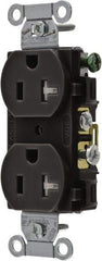 Hubbell Wiring Device-Kellems - 125 VAC, 20 Amp, 5-20R NEMA Configuration, Black, Specification Grade, Self Grounding Duplex Receptacle - 1 Phase, 2 Poles, 3 Wire, Flush Mount, Tamper Resistant - Americas Tooling