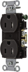 Hubbell Wiring Device-Kellems - 125 VAC, 15 Amp, 5-15R NEMA Configuration, Black, Specification Grade, Self Grounding Duplex Receptacle - 1 Phase, 2 Poles, 3 Wire, Flush Mount - Americas Tooling