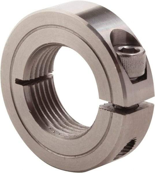 Climax Metal Products - 1-12 Thread, Stainless Steel, One Piece Threaded Shaft Collar - 1-3/4" Outside Diam, 1/2" Wide - Americas Tooling