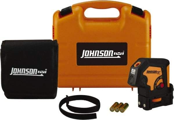 Johnson Level & Tool - 2 Beam 100' (Interior) Max Range Self Leveling Dot Laser Level - Red Beam, 1/8" at 50' Accuracy, 9-1/2" Long x 1" Wide x 2-1/4" High, Battery Included - Americas Tooling