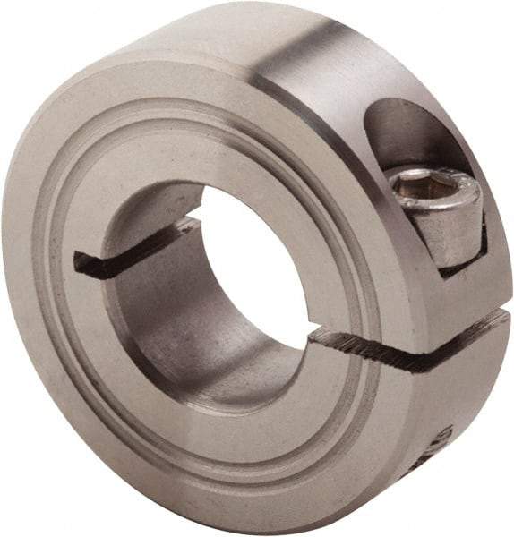 Climax Metal Products - 15mm Bore, Stainless Steel, One Piece Clamp Collar - 1-3/8" Outside Diam - Americas Tooling