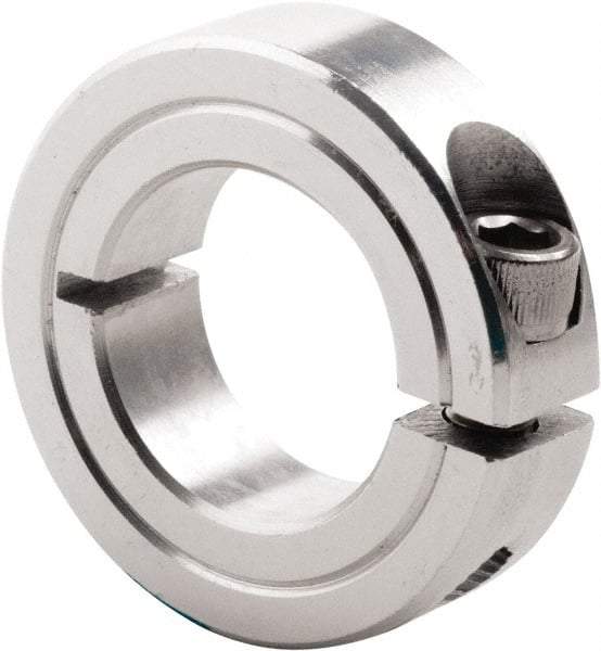 Climax Metal Products - 3/8" Bore, Steel, One Piece Clamp Collar - 7/8" Outside Diam, 3/8" Wide - Americas Tooling