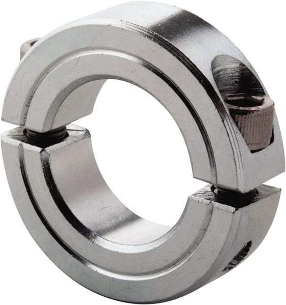 Climax Metal Products - 1-1/8" Bore, Steel, Two Piece Clamp Collar - 1-7/8" Outside Diam, 1/2" Wide - Americas Tooling