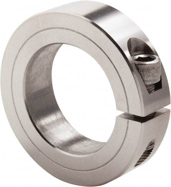 Climax Metal Products - 3-3/16" Bore, Stainless Steel, One Piece Clamp Collar - 4-1/2" Outside Diam, 7/8" Wide - Americas Tooling