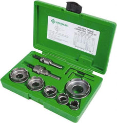 Greenlee - 11 Piece, 7/8 to 2-1/2" Cutter Diam, 0.187" Cutting Depth, Carbide Annular Cutter Set - Oxide Finish - Americas Tooling