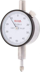 SPI - 1/4" Range, 0-50-0 Dial Reading, 0.001" Graduation Dial Drop Indicator - 1.61" Dial, 0.1" Range per Revolution - Americas Tooling