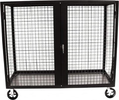 Valley Craft - 2,000 Lb Capacity, 4-Sided Steel Security Truck - 30" Long x 60" Wide x 66" High, 8" Diam Mold-On Rubber Wheels - Americas Tooling