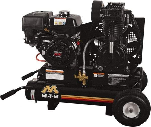 MI-T-M - 9.0 hp, 17.2 CFM, 175 Max psi, Two Stage Portable Fuel Air Compressor - Honda GX270 OHV Engine - Americas Tooling