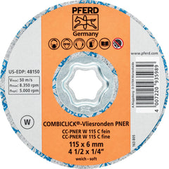 PFERD - Quick Change Discs; Disc Diameter (Inch): 4-1/2 ; Attaching System: COMBICLICK ; Abrasive Type: Non-Woven ; Abrasive Material: Silicon Carbide ; Grade: Fine ; Backing Material: Cloth - Exact Industrial Supply