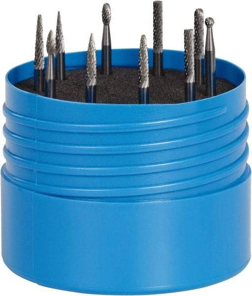 SGS Pro - 10 Piece, 1/8" Shank Burr Set - Tungsten Carbide, Multiple Head Shape - Americas Tooling