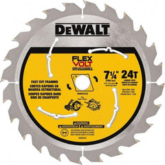 DeWALT - 7-1/4" Diam, 15.88mm Arbor Hole Diam, 24 Tooth Wet & Dry Cut Saw Blade - Steel, Smooth Action, Standard Round Arbor - Americas Tooling