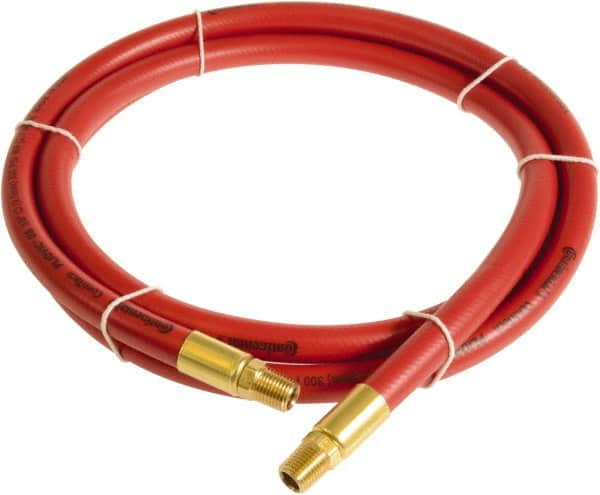 Continental ContiTech - 3/8" ID x 0.6" OD 3' Long Multipurpose Air Hose - MNPT x MNPT Ends, 300 Working psi, -10 to 158°F, 1/4" Fitting, Red - Americas Tooling