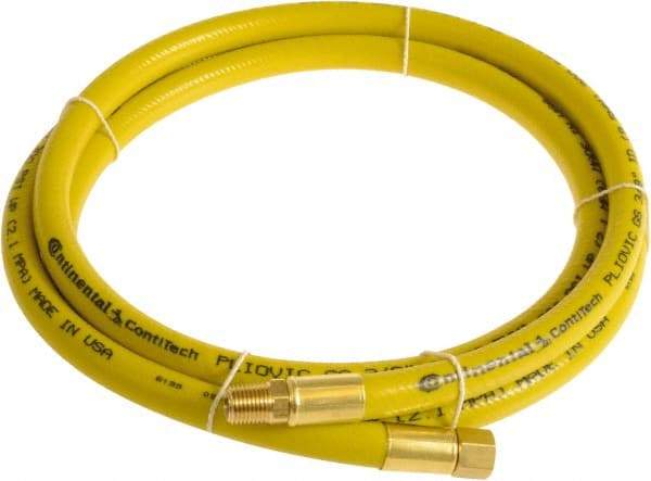 Continental ContiTech - 3/8" ID x 0.6" OD 25' Long Multipurpose Air Hose - MNPT x FNPT Ends, 300 Working psi, -10 to 158°F, 1/4" Fitting, Yellow - Americas Tooling