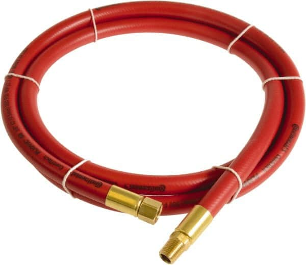 Continental ContiTech - 3/8" ID x 0.6" OD 3' Long Multipurpose Air Hose - MNPT x FNPT Ends, 300 Working psi, -10 to 158°F, 1/4" Fitting, Red - Americas Tooling