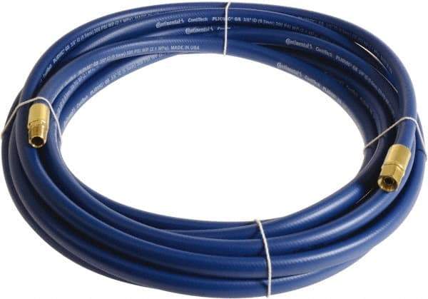 Continental ContiTech - 3/8" ID x 0.6" OD 20' Long Multipurpose Air Hose - MNPT x FNPT Ends, 300 Working psi, -10 to 158°F, 1/4" Fitting, Blue - Americas Tooling