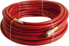 Continental ContiTech - 1/2" ID x 0.78" OD 100' Long Multipurpose Air Hose - Industrial Interchange Safety Coupler x Male Plug Ends, 300 Working psi, -10 to 158°F, 1/2" Fitting, Red - Americas Tooling