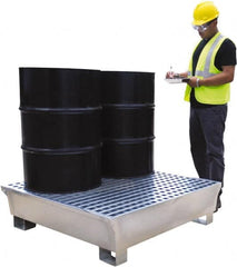 UltraTech - 68 Gal Sump, 3,875 Lb Capacity, 4 Drum, Galvanized Steel Spill Deck or Pallet - 47-1/4" Long x 47-1/4" Wide x 13-1/4" High - Americas Tooling