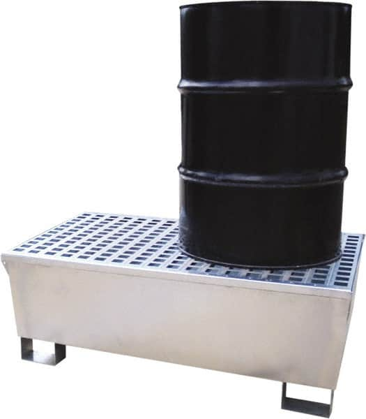 UltraTech - 68 Gal Sump, 2,575 Lb Capacity, 2 Drum, Galvanized Steel Spill Deck or Pallet - 47-1/4" Long x 31-1/2" Wide x 18" High - Americas Tooling