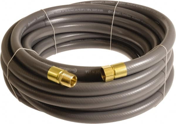 Continental ContiTech - 3/4" ID x 1.11" OD 15' Long Multipurpose Air Hose - MNPT x FNPT Ends, 250 Working psi, -10 to 158°F, 3/4" Fitting, Gray - Americas Tooling