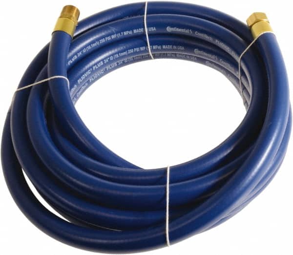 Continental ContiTech - 3/4" ID x 1.11" OD 15' Long Multipurpose Air Hose - MNPT x FNPT Ends, 250 Working psi, -10 to 158°F, 3/4" Fitting, Blue - Americas Tooling