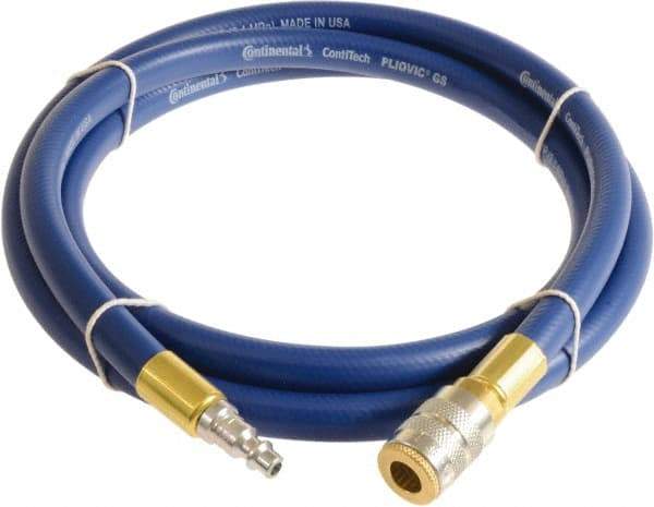 Continental ContiTech - 3/4" ID x 1.11" OD 25' Long Multipurpose Air Hose - Industrial Interchange Safety Coupler x Male Plug Ends, 250 Working psi, -10 to 158°F, 3/4" Fitting, Blue - Americas Tooling