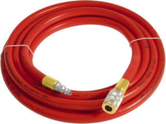 Continental ContiTech - 3/4" ID x 1.11" OD 20' Long Multipurpose Air Hose - Industrial Interchange Safety Coupler x Male Plug Ends, 250 Working psi, -10 to 158°F, 3/4" Fitting, Red - Americas Tooling