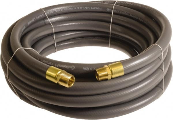 Continental ContiTech - 1" ID x 1.38" OD 100' Long Multipurpose Air Hose - MNPT x MNPT Ends, 250 Working psi, -10 to 158°F, 1" Fitting, Gray - Americas Tooling