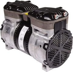 Gast - 1/2 hp, 4.8 CFM, 125 Max psi Piston Vacuum & Compressor Pump - 29.5 Hg/In, 115 to 240/60 & 110 to 240/50 Volt, 9.53" Long x 5" Wide x 7.08" High - Americas Tooling