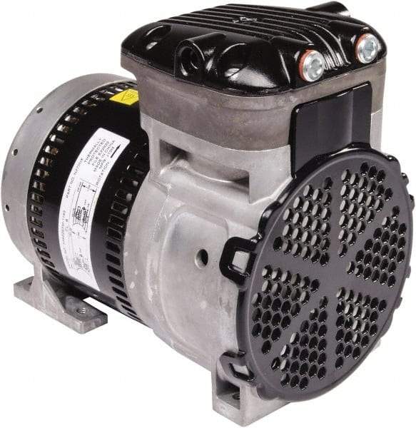 Gast - 1/4 hp, 4.8 CFM, 125 Max psi Piston Vacuum & Compressor Pump - 29.5 Hg/In, 100 to 240/50 to 60 Volt, 7.71" Long x 5" Wide x 7.08" High - Americas Tooling