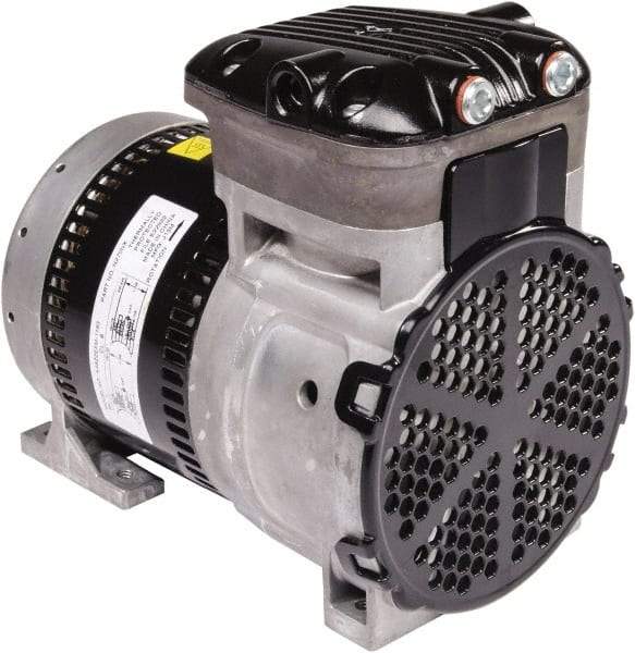 Gast - 1/4 hp, 3.8 CFM, 125 Max psi Piston Vacuum & Compressor Pump - 27.5 Hg/In, 100 to 240/50 to 60 Volt, 7.71" Long x 5" Wide x 7.08" High - Americas Tooling