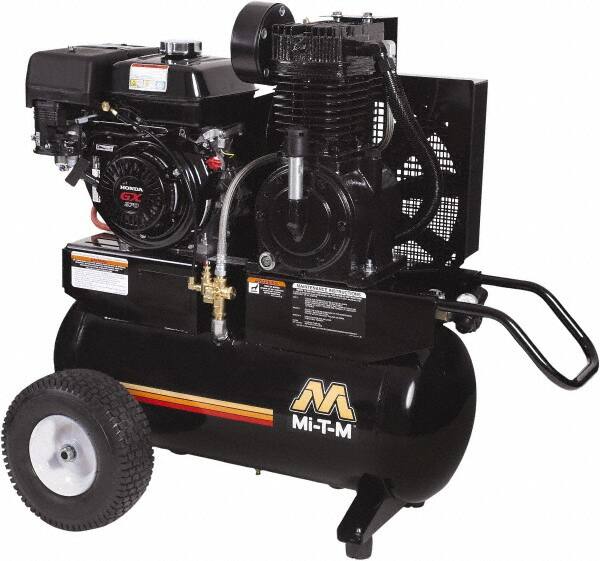 MI-T-M - 9.0 hp, 17.2 CFM, 175 Max psi, Two Stage Portable Fuel Air Compressor - Honda GX270 OHV Engine - Americas Tooling