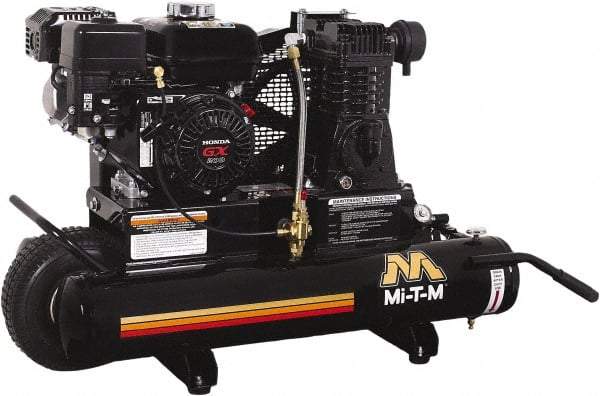 MI-T-M - 6.5 hp, 13.9 CFM, 90 Max psi, Single Stage Portable Fuel Air Compressor - Honda GX200 OHV Engine - Americas Tooling