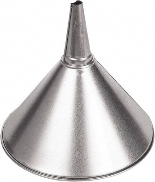 Funnel King - 2 Qt Capacity Galvanized Steel Funnel - 8-3/8" Mouth OD, 1/2" Tip OD, 3-1/8" Straight Spout, Silver - Americas Tooling