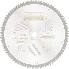 DeWALT - 12" Diam, 1" Arbor Hole Diam, 80 Tooth Wet & Dry Cut Saw Blade - High Speed Steel, Crosscut Action, Standard Round Arbor - Americas Tooling