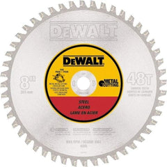 DeWALT - 8" Diam, 5/8" Arbor Hole Diam, 48 Tooth Wet & Dry Cut Saw Blade - High Speed Steel, Crosscut Action, Standard Round Arbor - Americas Tooling