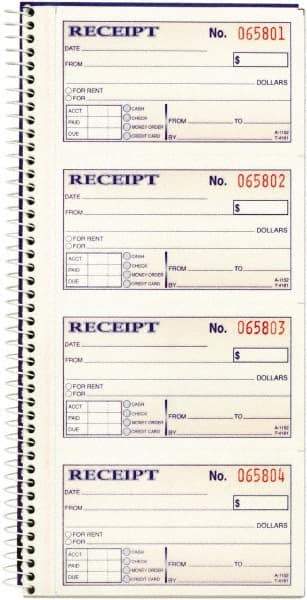 Adams Business Forms - 200 Sheet, 2-3/4 x 4-3/4", Receipt Book - Americas Tooling