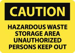 NMC - "Caution - Hazardous Waste Storage Area - Unauthorized Persons Keep Out", 10" Long x 14" Wide, Rigid Plastic Safety Sign - Rectangle, 0.05" Thick, Use for Hazardous Materials - Americas Tooling