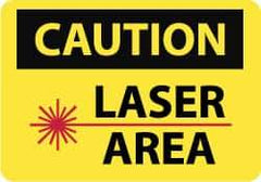 NMC - "Caution - Laser Area", 10" Long x 14" Wide, Rigid Plastic Safety Sign - Rectangle, 0.05" Thick, Use for Accident Prevention - Americas Tooling