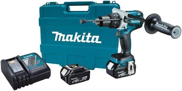 Makita - 18 Volt 1/2" Keyless Chuck Cordless Hammer Drill - 0 to 34,000 BPM, 0 to 400 & 0 to 1,500 RPM, Reversible, Ergonomic Handle - Americas Tooling