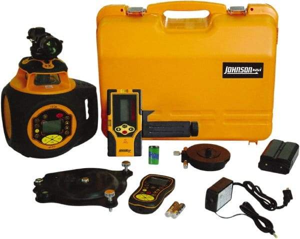 Johnson Level & Tool - 2,000' (Exterior) Measuring Range, 1/16" at 100' Accuracy, Self-Leveling Rotary Laser - 300, 600 & 1,100 RPM, 2 Beams, Lithium-Ion Battery Included - Americas Tooling