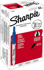 Sharpie - Blue Permanent Marker - Retractable Ultra Fine Tip, Alcohol Based Ink - Americas Tooling